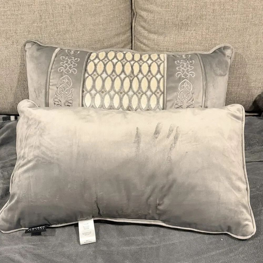 J. Queen New York Silver Polyester Boudoir Decorative Pillow -set Of 2 18”+